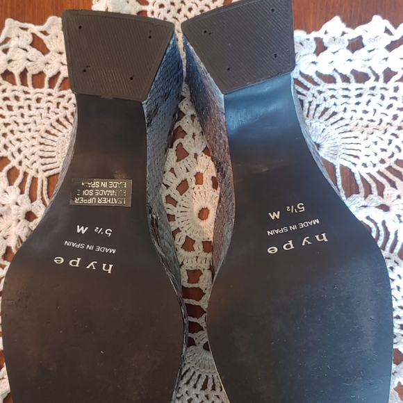 Hype Sandals Snakeskin Leather blue open toe/Square  pre-owned 5.5m Women's - Picture 7 of 8